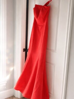 Nicole Bakti Strapless Coral Evening Prom Gown